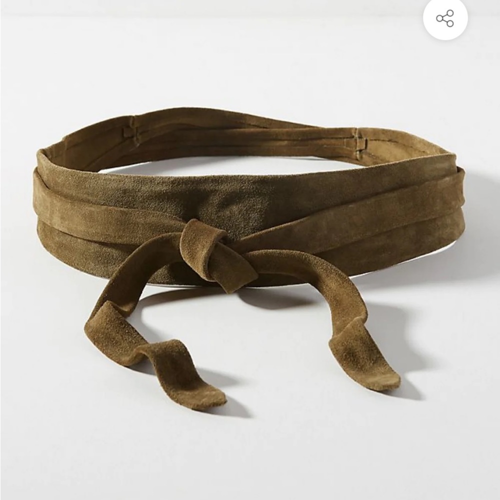 Anthropologie Ada Classic Wrap Belt Green Leather